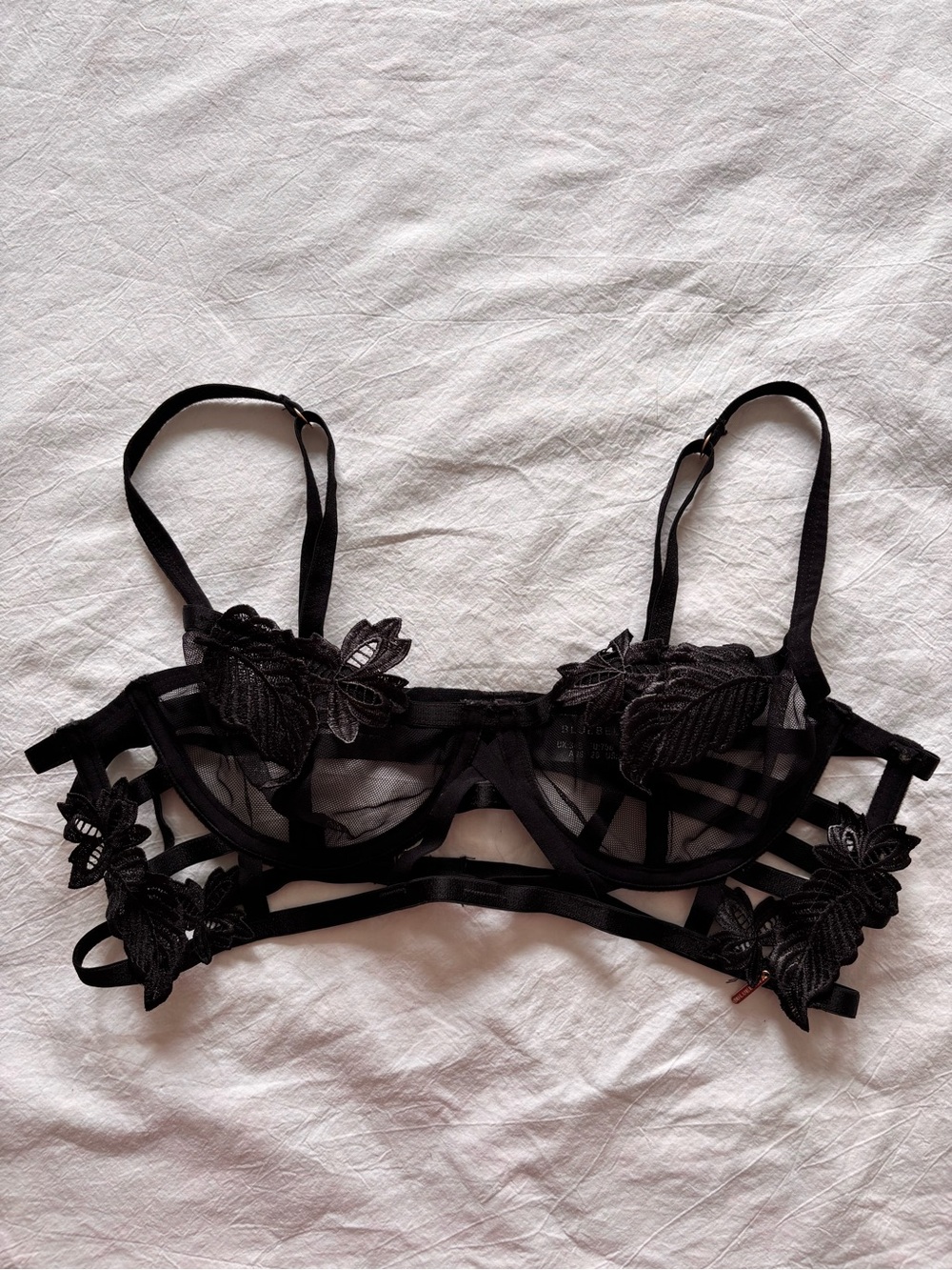 Bluebella Sheer Black Floral Applique Underwire Bra